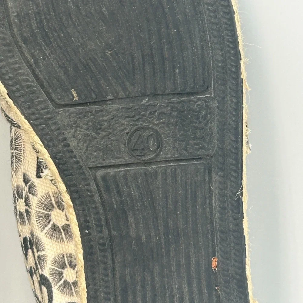 Toni Pons Black White Canvas Espadrilles Slip On Shoes Womens 40 US 9 Vegan Flat